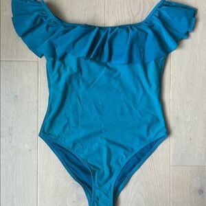 Teal Ruffle One-Piece Swimsuit